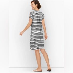 NWOT - Talbots XL 100% Cotton Toulon Black & White Striped Midi Dress
